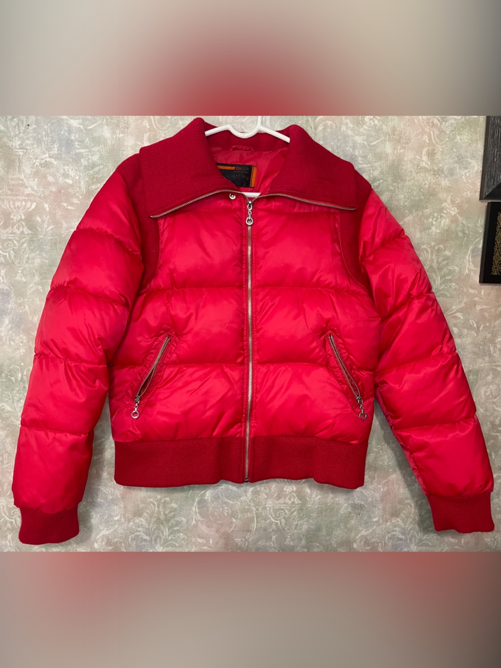 Fox Red Quilted Puffer Jacket with Ribbed Trim